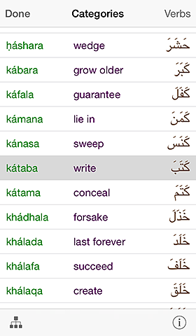 Verbs in category